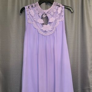 Elegant Lilac Purple Lacy Simple Dress